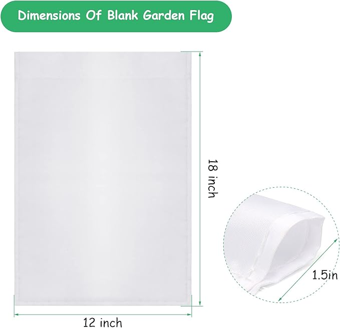 10Pcs Blank Garden Flags, Anglecai 18×12 Inch Polyester Blank Garden Flag for Sublimation White Flags for Heat Transfer Vinyl DIY Lawn Flags for Embroidery Yard Home Holiday Decoration