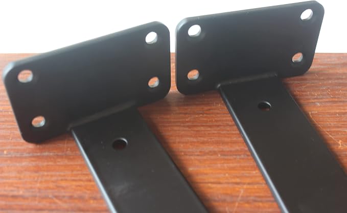 4 Pack - 6 inch Black Hidden L Shelf Bracket (1/5 Inch Thicked) Iron Floating Shelf Brackets Rustic Industrial Metal Brackets for Shelf Support