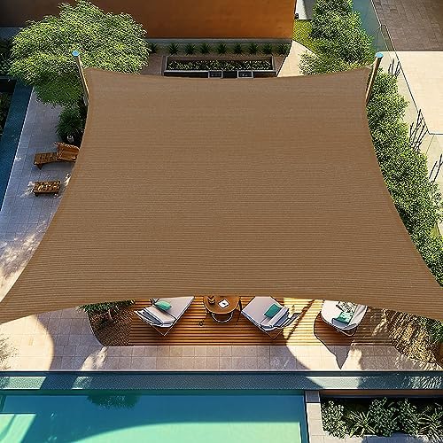 Shade&Beyond Custom 17'x18' Sun Shade Sail Canopy Rectangle UV Block Breathable Curved Sunshade for Backyard Yard Deck Outdoor Facility and Activities, Mocha (We Make Custom Size)