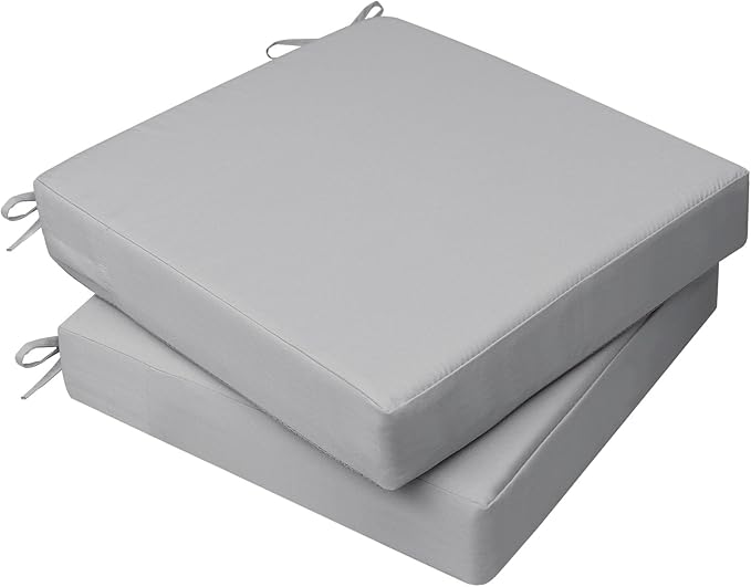 AAAAAcessories Outdoor Seat Cushions for Chairs, Waterproof, Fade-Resistant, 24" x 24" x 4", Patio Furniture Replacement Cushions, Set of 2, Gray