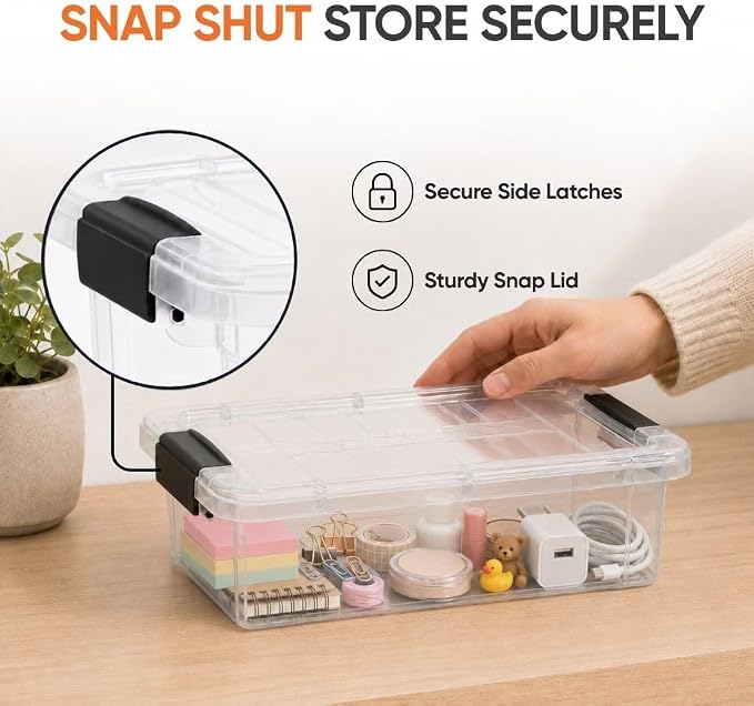 Superio 2.3 Quart Clear Plastic Storage Containers with Lids, Stackable Organizer Bins, BPA-Free Storage Boxes for Home, Office, Dorm & Classroom, 3 Pack