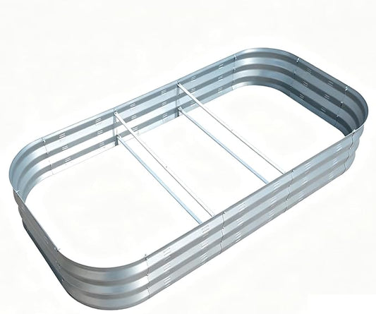 Galvanized Raised Garden Bed Kit, Large Metal Raised Garden Beds for Vegetables, Galvanized Planter Raised Garden Boxes Outdoor (Silver)