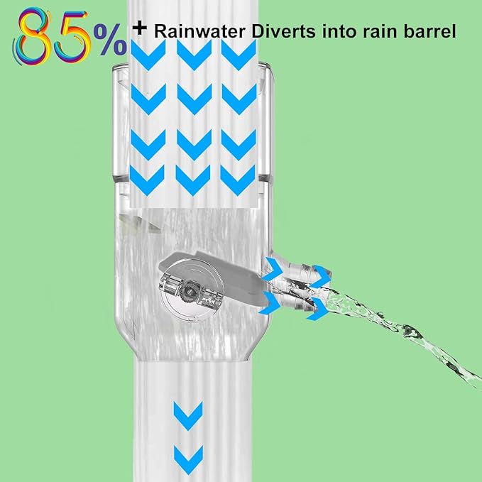 Downspout Diverter, Rainwater Diverter Fits for 3"x4" Oversize Downspout and 2"x3" Downspout, Rainwater Collection System with Adjustable Valve, Diverts Water into Rain Barrel, 4ft. Hose