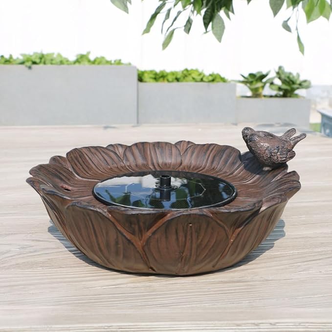 Solar Bird Bath Fountain,Sunflower with Resting Bird,Solar Powered with 3 Nozzles,Outdoor Garden Bird Bath,Solar Water Fountain for Bird Bath,Hummingbird Bird Bath for Outdoor