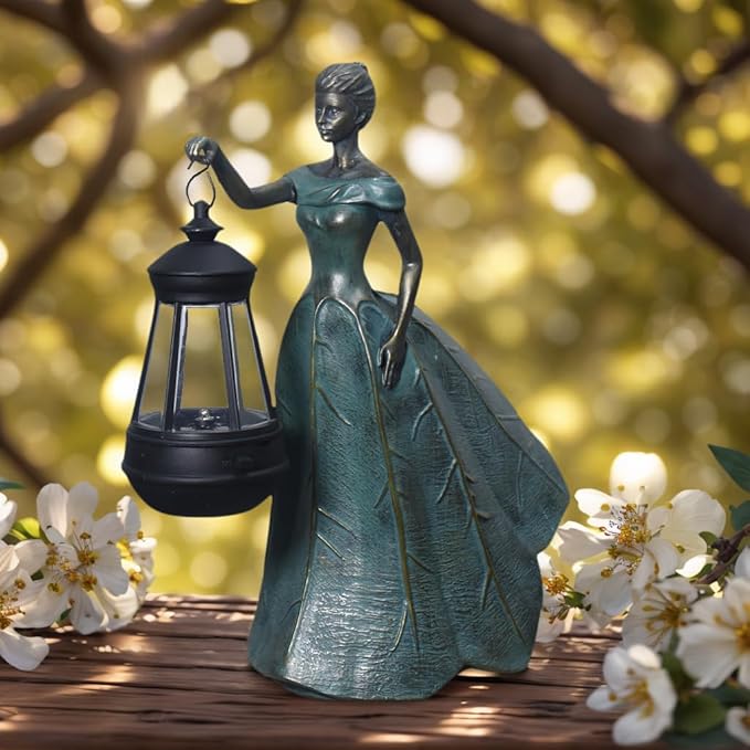 Sheaifun Fairy Garden Statue Solar Garden Decor Resin Fairy Statue with Lights Angel Fairy Decor Outdoor Yard Statues Gardening Gifts for Women 9.5 * 5.5 * 11.5 Inch