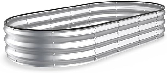 Kesfitt Raised Garden Bed, 6x3x1 FT Galvanized Steel Metal Raised Garden Bed, Oval Open-Bottom Design, 12-Inch Deep for Outdoor Vegetable & Herb Gardening, Silver