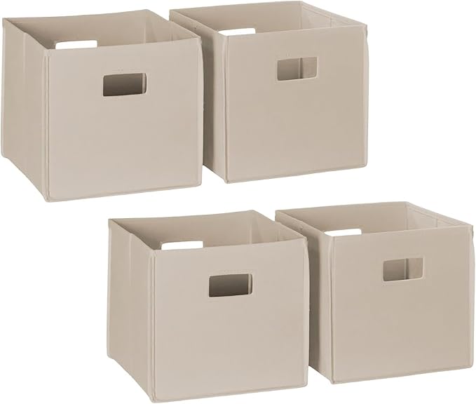 RiverRidge Folding Storage Bins - 4-pack of 10in Tall Taupe Cubes