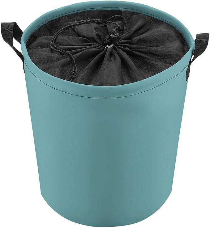 Large Laundry Hamper Bag, Retro Blue Trend Color Collapsible Laundry Basket with Drawstring Dirty Clothes Organizer Washing Bin for Family Essentials Storage