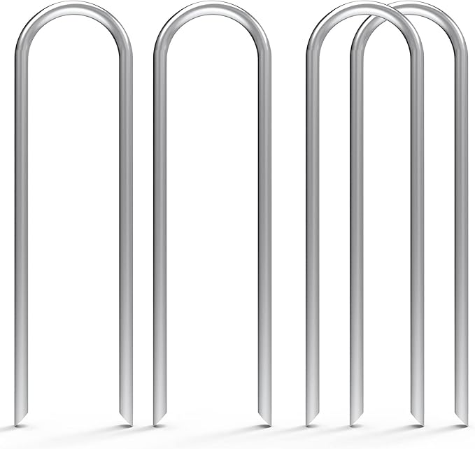 MySit 6 Inch 50 Pack U Shaped Garden Stakes, Heavy Duty 11 Gauge Galvanized Drip Irrigation Stakes Landscape Staples for 1/2" to 1-1/2" Soaker Hose, Weed Barrier, Yard Decorations, Fencing