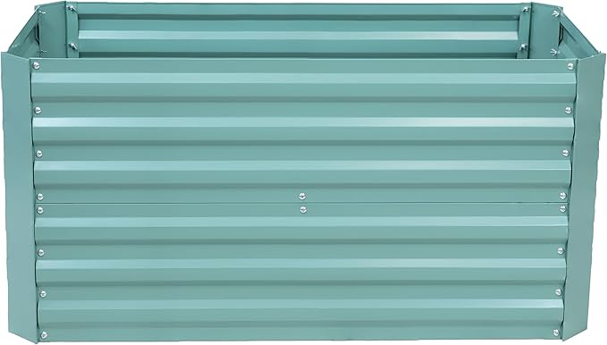 Sunnydaze Galvanized Raised Garden Bed - Metal Raised Bed for Gardening - Outdoor Planter Box for Flowers, Plants, and Vegetables - Green - 47" W x 23" D x 24" H Rectangle