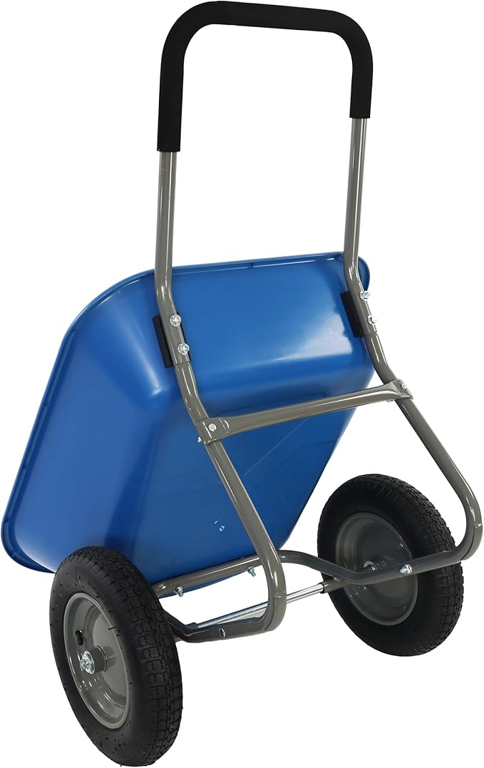 Steel Garden Cart 400 lbs Capacity Heavy Duty Garden Wagons,with Removable Steel Mesh Sides to Convert into Flatbed,Utility Metal Wagon w/ 180°Rotating Handle (Blue + ABS+Steel)