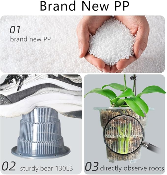 4 inch Clear Orchid Pots with Holes and Saucers for Repotting,Pack of 4,Small Plastic Orchid Planters Provide Good Air Circulation,Nursery Pots for Succulents,Herbs,Aloes,Mint
