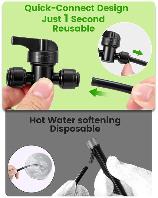 Drip System Parts, Quick Connect 1/4" Shutoff Valve Fittings for Garden & Farm Irrigation Systems, Set of 36