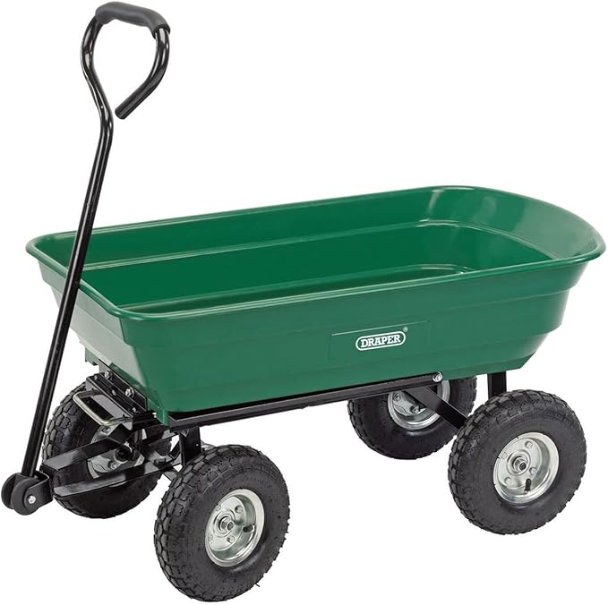 Draper 22x96x51cm Garden Tipper Cart - Heavy Duty Gardening Trolley with Handle for Home and Professional Use