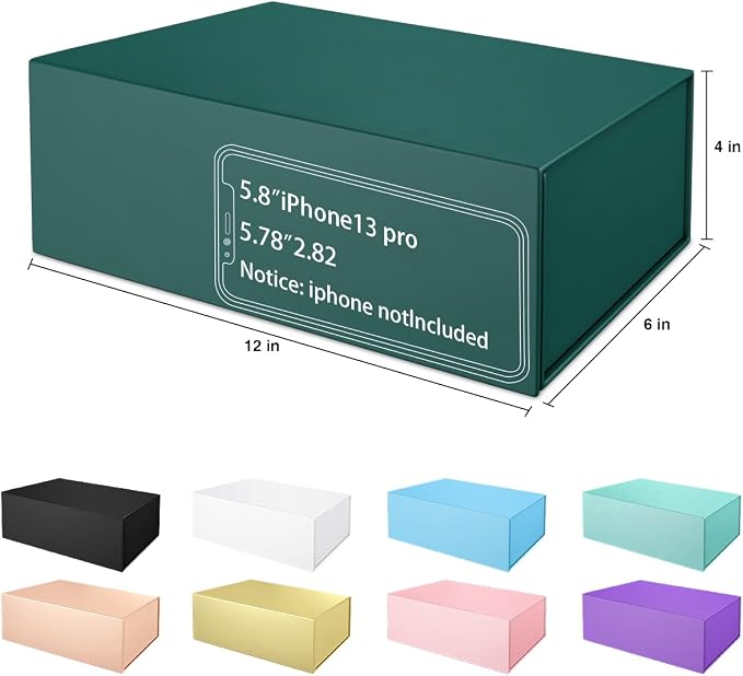 Green Gift Boxes 12" x 6" x 4", Magnetic Closure Lid Gift Boxe for Presents