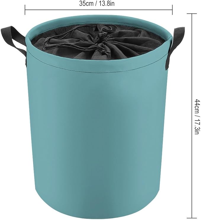 Large Laundry Hamper Bag, Retro Blue Trend Color Collapsible Laundry Basket with Drawstring Dirty Clothes Organizer Washing Bin for Family Essentials Storage