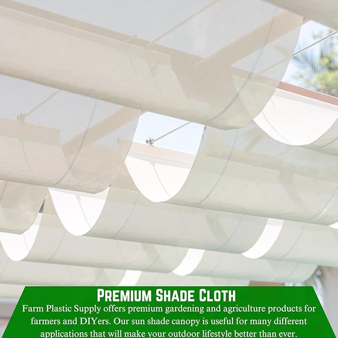 Farm Plastic Supply - White Shade Cloth - 50% - Mesh Fabric for Fence Privacy Screen, Garden Shade, Mesh Fence Screening, Shade Cloth Rolls, Wind Screen (26' x 40')