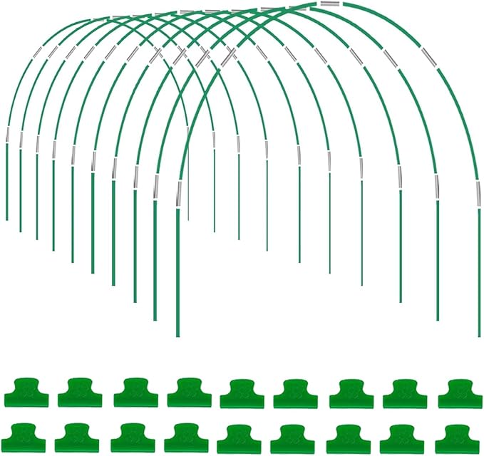 Greenhouse Hoops Grow Tunnel, 8FT Long Garden Hoops, 60pcs DIY Width Plastic Coated Fiberglass Garden Tunnel for Raised Beds, Rust-Free Garden Tunnel for Garden Fabric