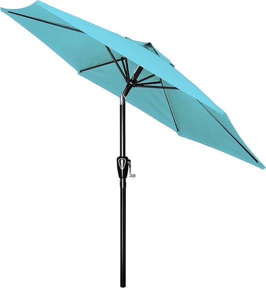 HealSmart 7.5ft Patio Umbrella with Push Button Tilt/Crank, Outdoor Table Market Yard Umbrella, 6 Sturdy Ribs for Garden, Deck, Backyard, Pool