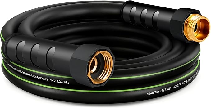 Non-Expandable Garden Hose 10ft, Lightweight Flexible Hose, Kink Resistant, Solid Fittings, 5/8 Inch, 600 PSI, Ideal for Balcony, Patio, Pet Bathing