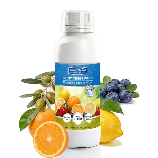 Organic Fruit Tree Fertilizer, Microbial Probiotic Plant Nutrient 17oz (502ml) – Natural Bio-Fermented Liquid Plant Food for Citrus, Lemon, Blueberry, Strawberry & Olive Tree, with Measuring Cup