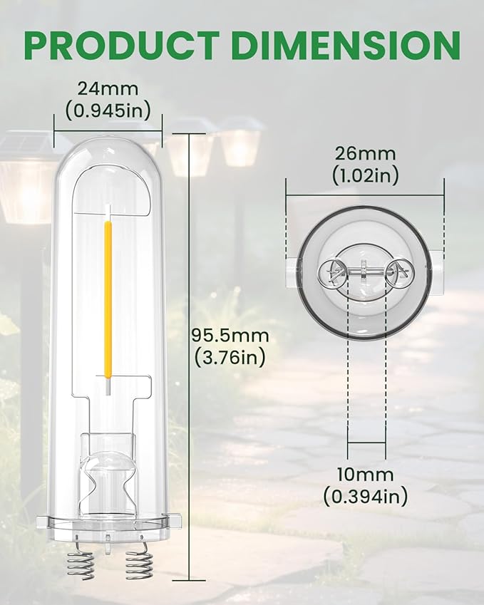 Outdoor Solar Light Bulbs for Garden - 4 Pack Warm White 3000K Solar Light Bulbs Replacement DC 3V 0.5W Hampton Bay Replacement Bulb for Backyard Pathway Garden Landscape