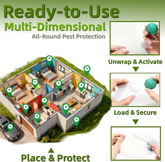 Pest Rodent Repellent, 24 Pack Peppermint Oil Mouse Traps Balls for Rat Mice, Ant, Roach, Spider, Squirrel, Insect Control Mouse Deterrent for Indoor Outdoor Use, for Garden & Home, Family & Pet Safe