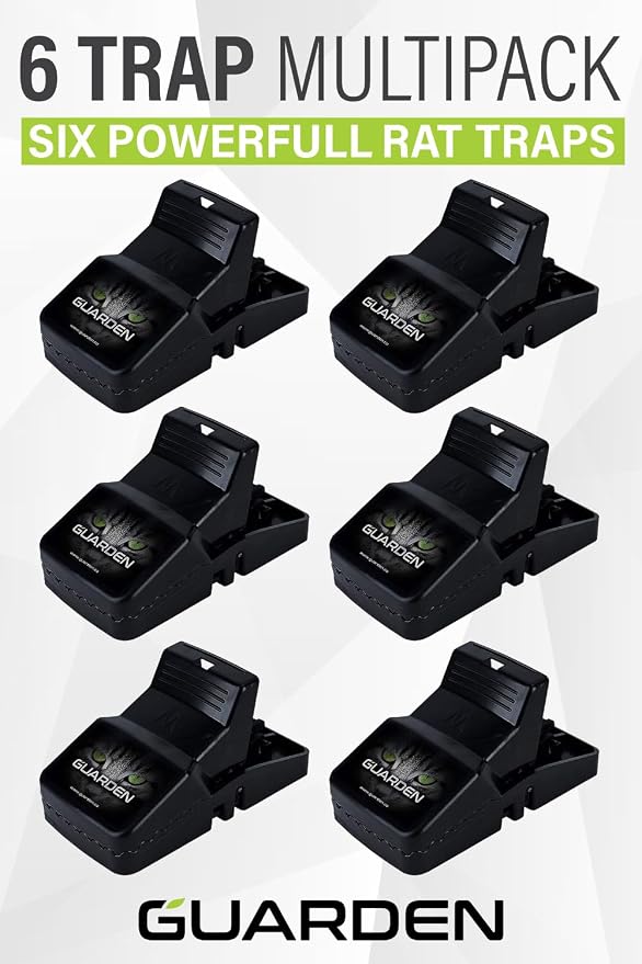 Rat Trap Six Pack - Powerful Reusable Traps for a Quick Kill Indoor or Out | Easy-Bait, Easy-Set Traps Catch Rats, Mice, Voles and Chipmunks Quickly Without Poison or Electricity