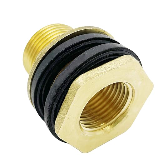 3/4" Female 1" Male Brass Water Tank Connector Bulkhead Tank Fitting for Rain Barrels, Aquariums, Tubs, Pools (Pack of 2)