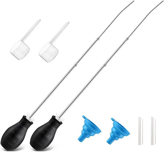 2PCS Diatomaceous Earth Powder Duster, Longer 9" to 22" Retractable Garden Powder Applicator Dispenser, 8 oz Bulb Duster Sprayer Insect for Home Organic Gardening Agricultural Supply(Black)