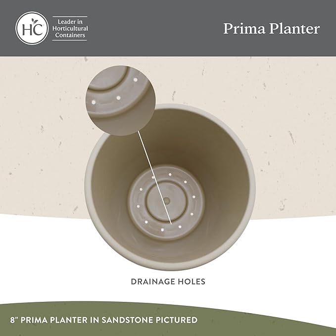 The HC Companies Prima Round Plastic Plant Pot w/Rolled Rim - Lightweight & UV Resistant Flower Pot for Herbs & More - Outdoor & Indoor Plant Pots w/Drainage (10 inch, Marsala, Pack of 1)