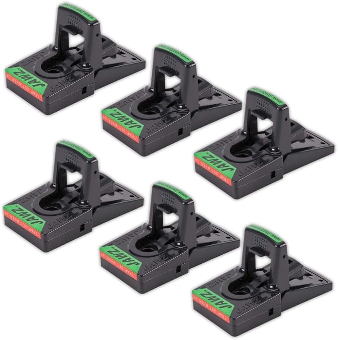 JAWZTM Plastic Mouse Traps Packed Bulk, Packed 6 per Case | No-Touch Disposal; Accepts Solid or Liquid Bait; Trap-Set Indicator; For Indoor Mouse Control; 6-Pack