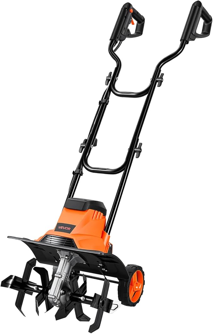 VEVOR Corded Electric Tiller, 14 Inch Tilling Width Garden Rototiller, 10-Amp Motor Heavy-Duty Tilling Machine, Cultivator with Steel Tines and Foldable Handle, for Lawn, Yard, and Gardening Care