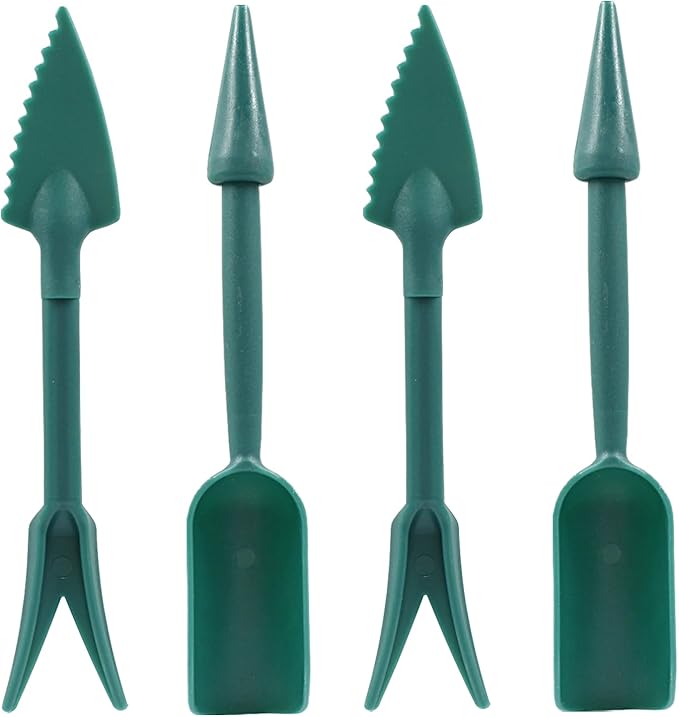 Bivethoi Garden Hand Tools Transplanting Shovel Scoops Kits for Plant Cultivation Digging Care, Set of 4, Dark Green
