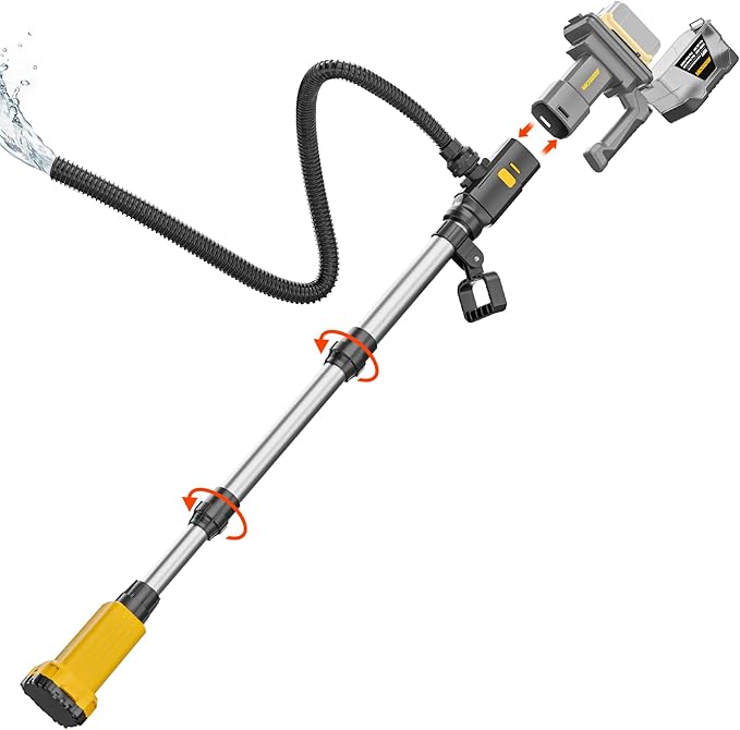 Cordless Stick Water Transfer Pump Compatible with Dewalt 20V Battery(Tool Only), 740GPH Cordless Water Pump Submersible Sump Pump,Telescoping Pole Utility Pump for Pool Garden Pond
