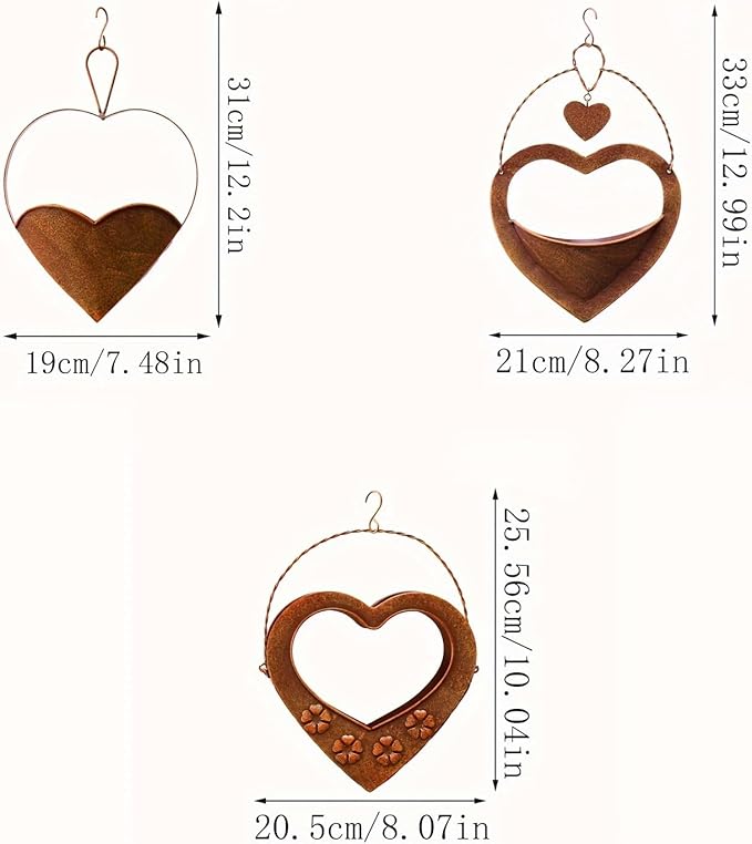 Metal Hanging Planters for Indoor & Outdoor Plants – Heart Shaped Wall or Window Planters for Garden, Patio, Living Room, Office Decor – Gift for Her, Wife, Mom, Women Garden Lovers