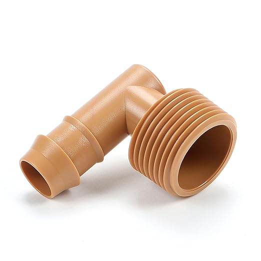 RedChili 1/2 Inch Drip Irrigation Fitting To 3/4 Inch Male Hose Threaded Adapter, 10 Pack PVC To Drip Irrigation Elbow Adapter With 3/4" Male Pipe Thread(MPT) x 1/2" Barbed Connectors