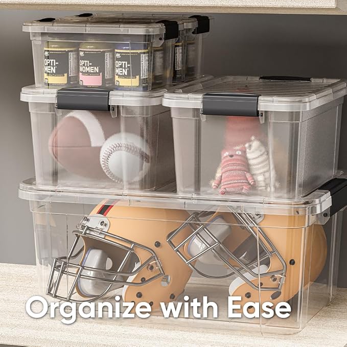Superio Storage Bins with Lids, Clear Plastic Containers for Organizing, Stackable Totes, BPA Free, Odor Free, Organizer Boxes for Home, and Dorm (2 Pack, 36 Qt)