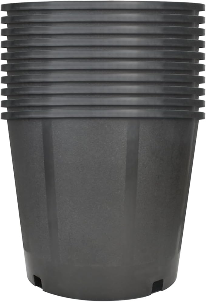 10 Pack 3 Gallon Short Black Nursery Pot Planter Grower Flower Pot Garden Seedling Planters Containers, Plastic Injection Molded Pots with Drainage Holes