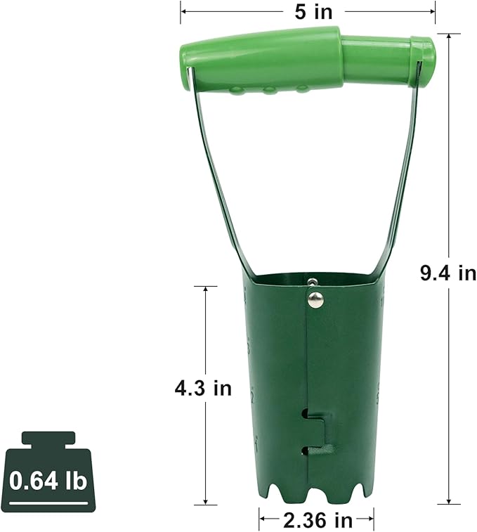 Bulb Planter Tool with 4 Inch Depth Mark, Garden Bulb Transplanter Tool with Soil Release Button Serrated Edge for Digging/Refilling Hole, Bulb Planting Tool for Tulip Daffodils Dahlias Onions