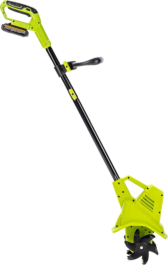 Earthwise Power Tools by ALM TC70020IT 20-Volt 7.5-Inch Cordless Electric Garden Tiller Cultivator, (2AH Battery & Fast Charger Included), Green