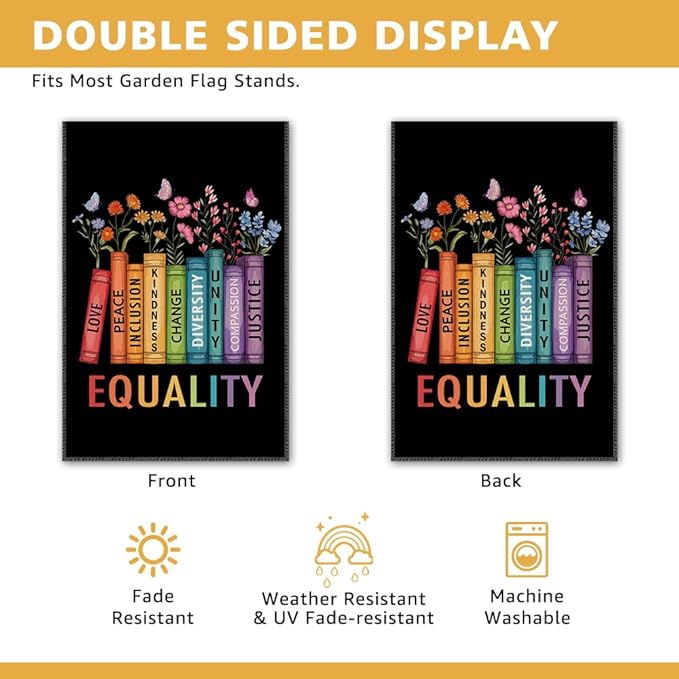 Love Peace Inclusion Kindness Change Diversity Unity Compassion Justice Equality Garden Flag, Double Sided Yard Outdoor Lawn Porch Decor Banner, Empowerment Gifts for Family Friend Coworker