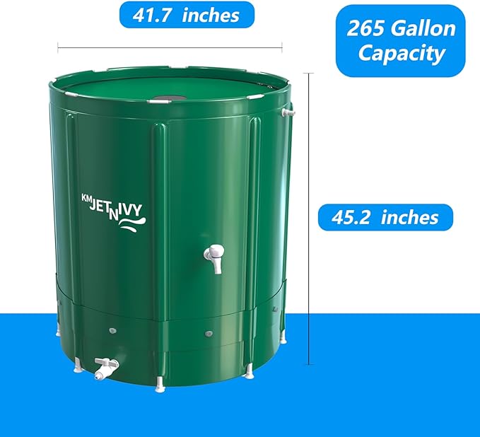 Rain Barrel Anti-Collapse Collapsible Rainwater Collection System,Portable Water Storage Tank,Garden Water Catcher(265G)