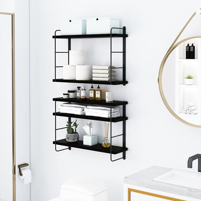 MXCSE Shelves on Wall, Floating Bookshelves, Shelves for Room Wall (Black) | Wall Shelves, Wall Mounted Bookshelves, Floating Shelves for Wall, Floating Shelves, Bedroom, Living Room