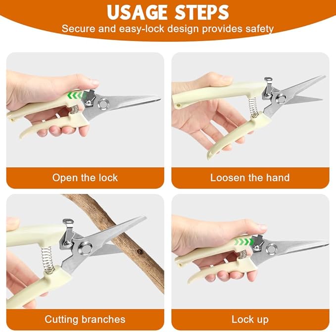 Ainiv 2Pack Pruning Shears, 1 Bypass Garden Clippers and 1 Straight Blade Floral Shears, Professional Flower Clippers, Lightweight & Ergonomic Gardening Scissors for Plants, Hedges and Flowers