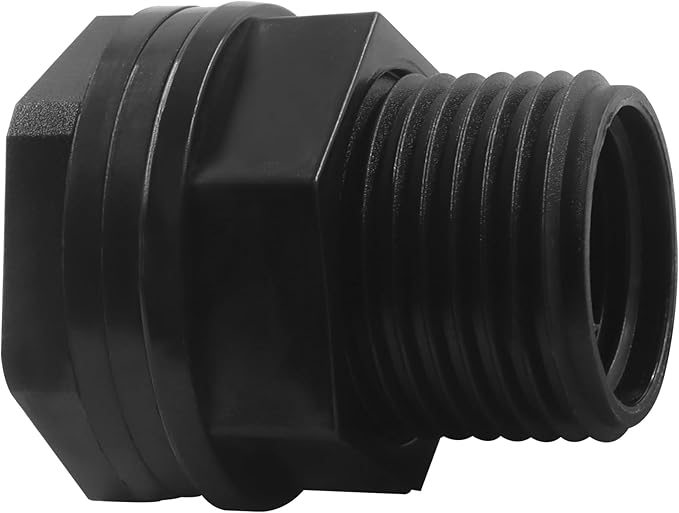 BokWin 4 Pack Garden Hose Bulkhead Fitting, Double Threaded Bulkhead Tank Fitting, 1/2 Inch Female NPT x 3/4 Inch Male Threaded Connector, Black, for Rain Barrels, Aquariums, Tubs, Pools, Spigot Use