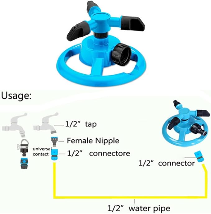 Kadaon Lawn Sprinkler Automatic Garden Water Sprinklers Lawn Irrigation System Large Area Coverage Rotation 360 Degree