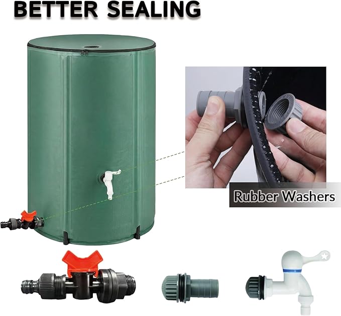 132Gallon/500L Collapsible Rain Barrel, Foldable PVC Rain Barrels with Spigots, Top Mesh Overflow Valve, Suitable for Collect Rainwater from Gutter for Garden Lawn, Cleaning Floors