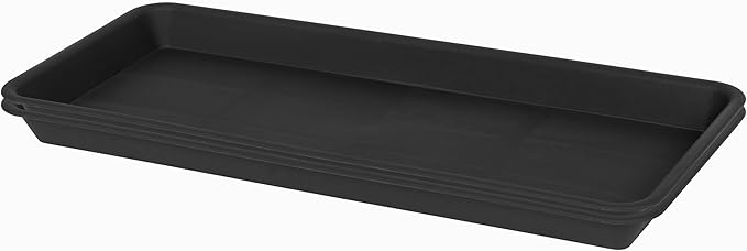 VUWEZ 2 Pack of Plastic Plant Tray Saucer Rectangular 14 inch, Plant Trays Saucers for Indoors Outdoor, Plant Water Drip Tray for Flower Pot Planter, Windowsill Plant Tray (6.8 X 14.5'', Black)