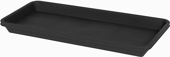 VUWEZ 2 Pack of Plastic Plant Tray Saucer Rectangular 30 inch, Plant Trays Saucers for Indoors Outdoor, Plant Water Drip Tray for Flower Pot Planter, Windowsill Plant Tray (8 X 30'', Black)